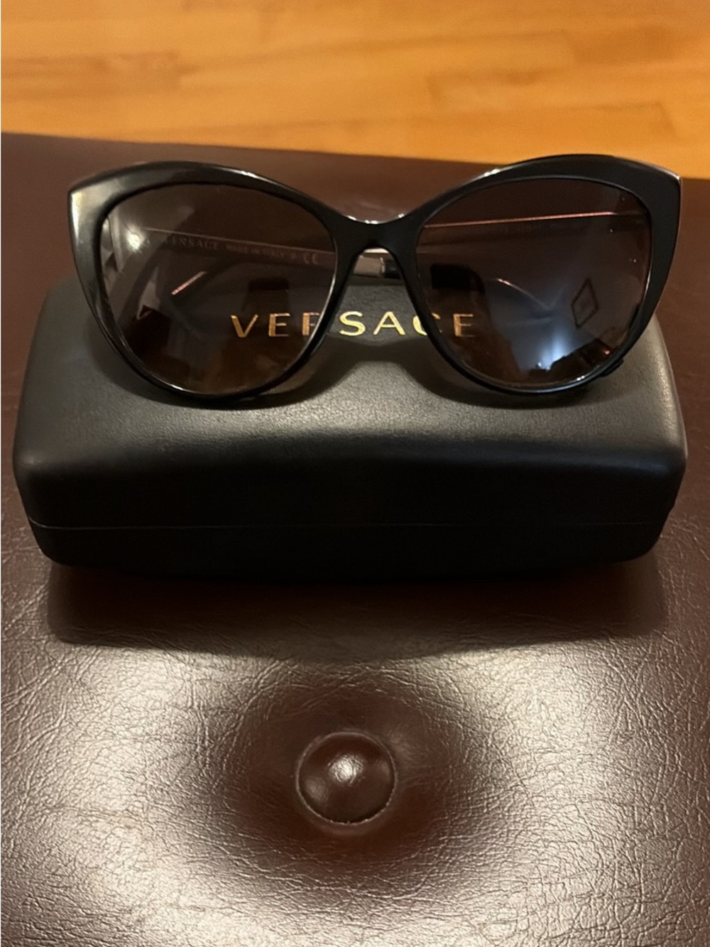 Versace Black Cat-Eye Sunglasses with Gradient Smoke Lenses